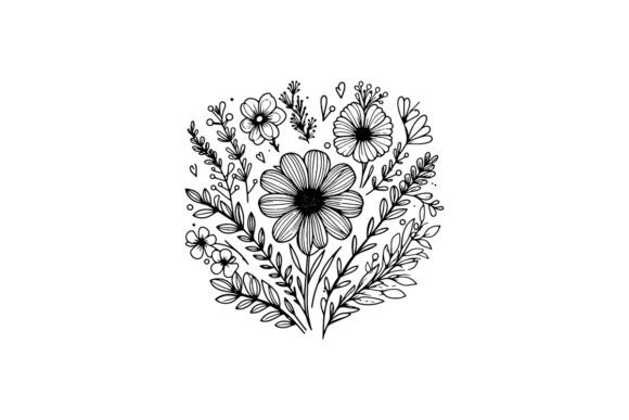 Simple Flower Line Art Design