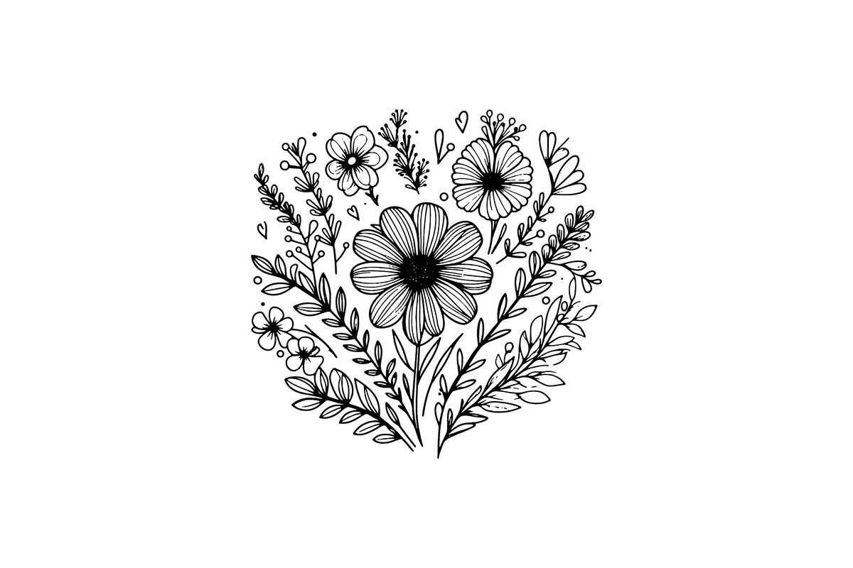 Simple Flower Line Art Design