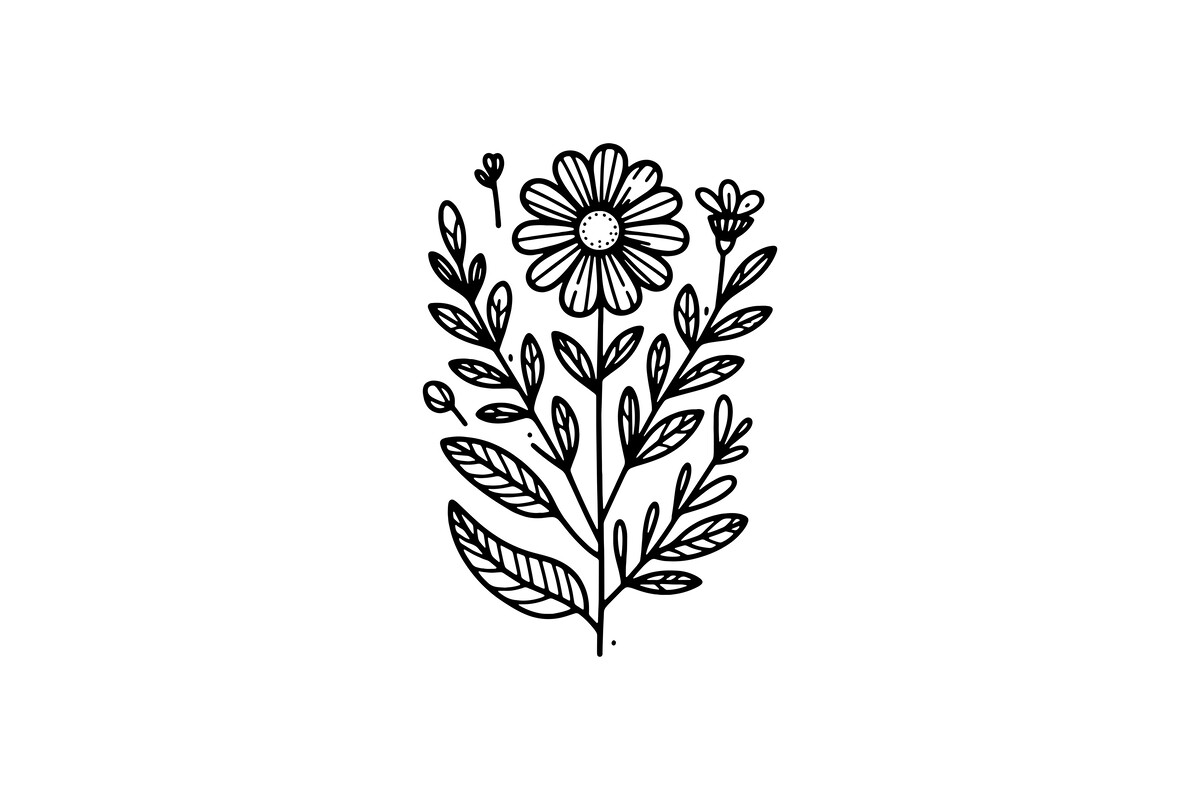 Simple Flower Line Art Design
