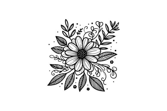 Simple Flower Line Art Design