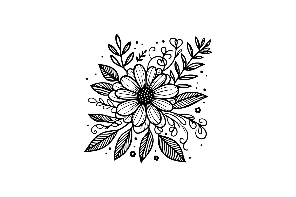 Simple Flower Line Art Design