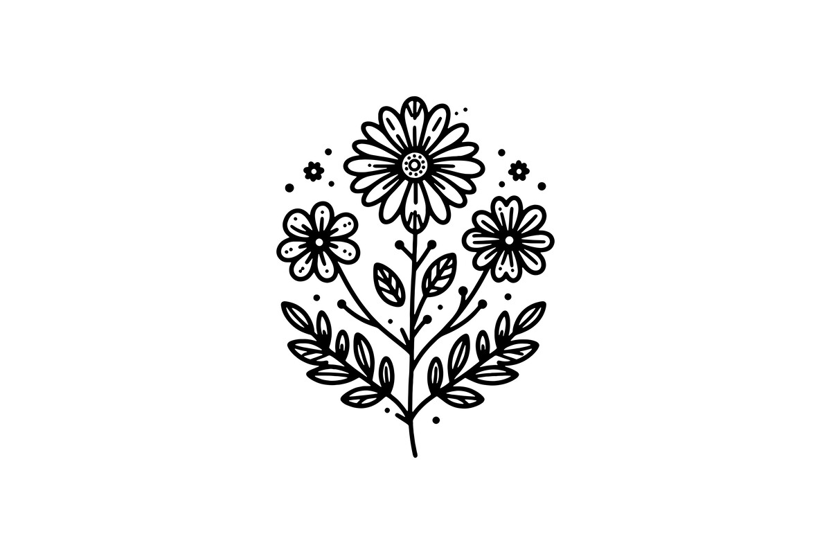 Simple Flower Line Art Design
