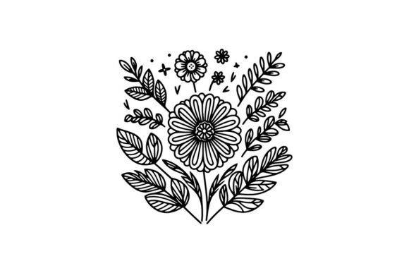 Simple Flower Line Art Design
