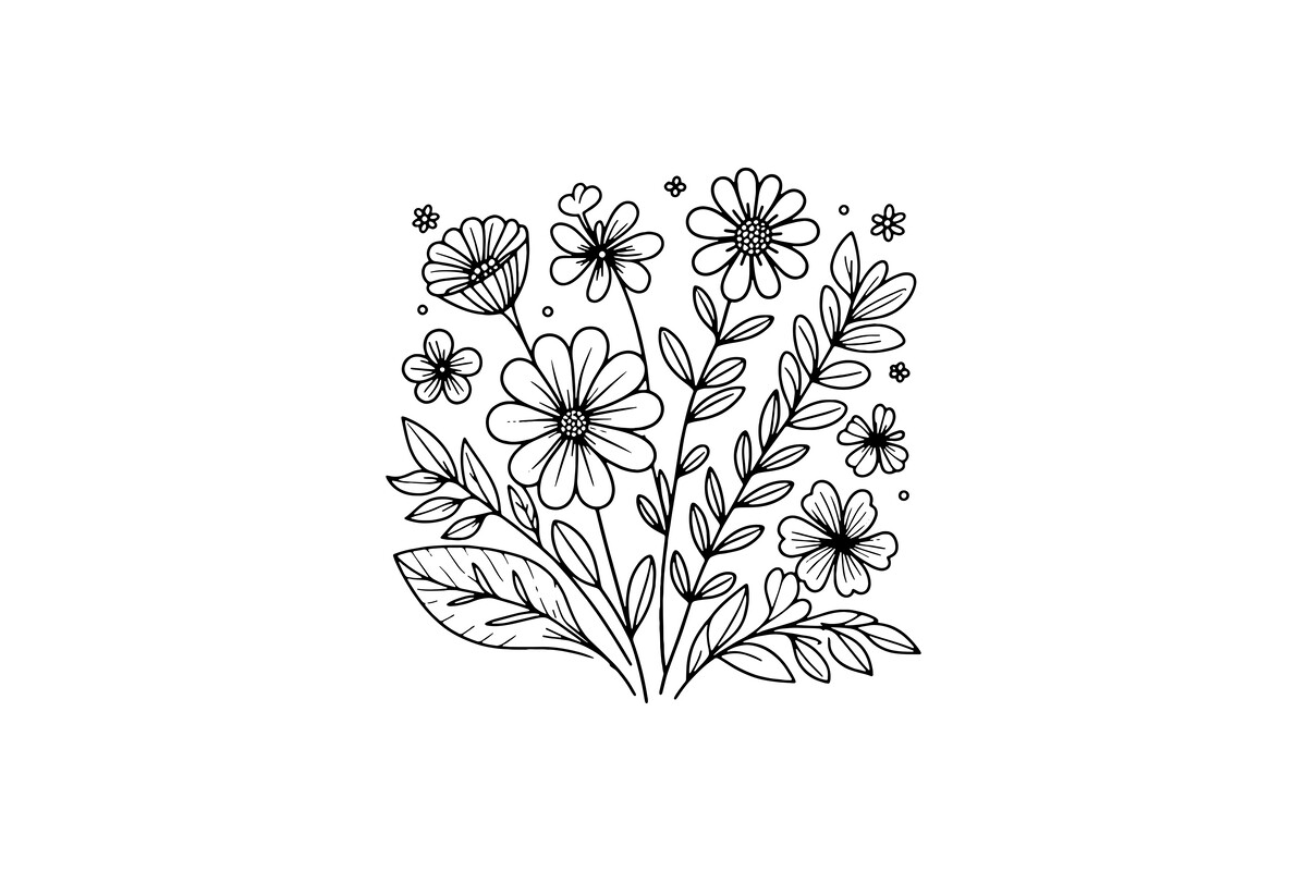 Simple Flower Line Art Design