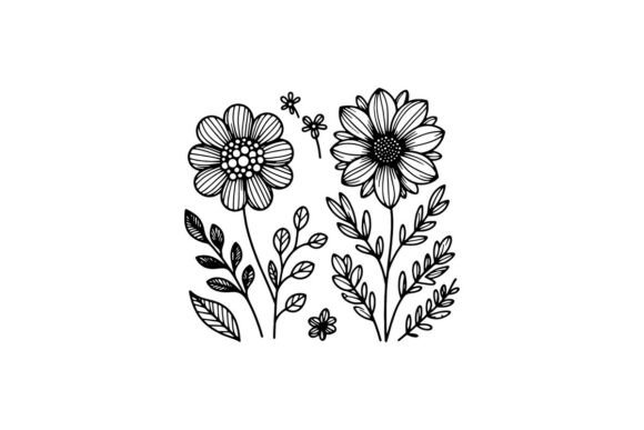 Simple Flower Line Art Design