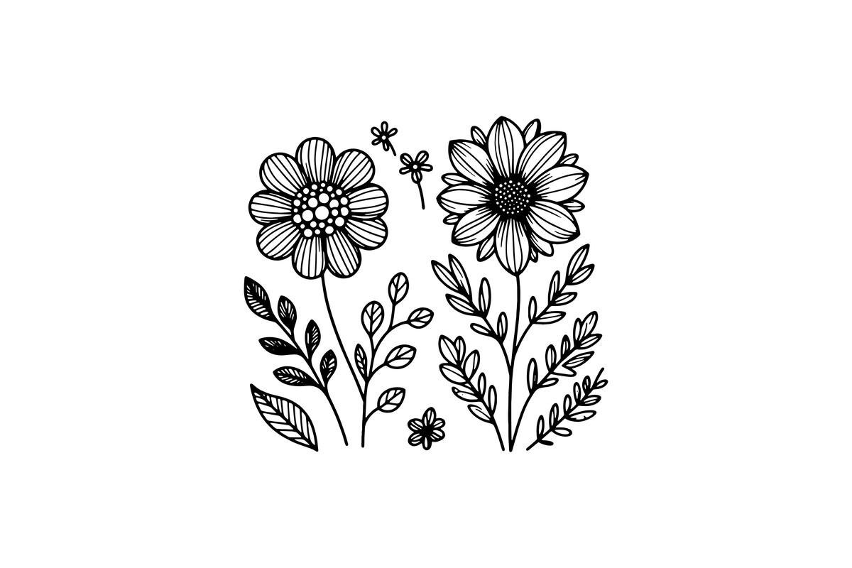Simple Flower Line Art Design