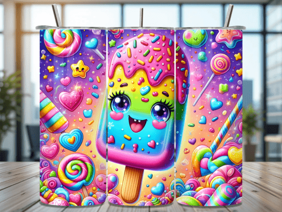 Sweet Rainbow Popsicle Tumbler Wrap Grafik Wraps für Becher Von SAVA STORE