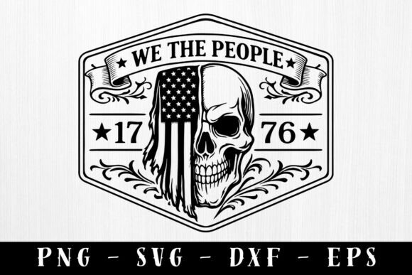 We the People 1776 Hat Patch Skull SVG