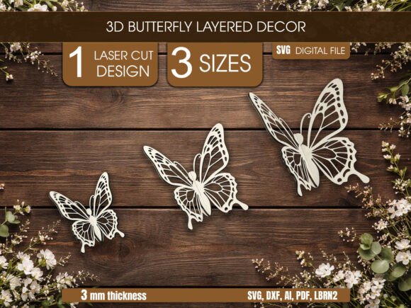 3D Hanging Butterfly Laser Cut Laser Cutting By purrfectlasercut