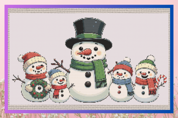 Cute Christmas Snowman Family Illustrati