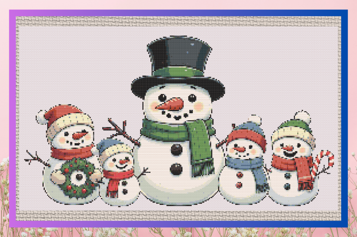 Cute Christmas Snowman Family Illustrati