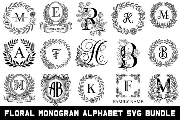 Floral Monograms SVG Bundle.