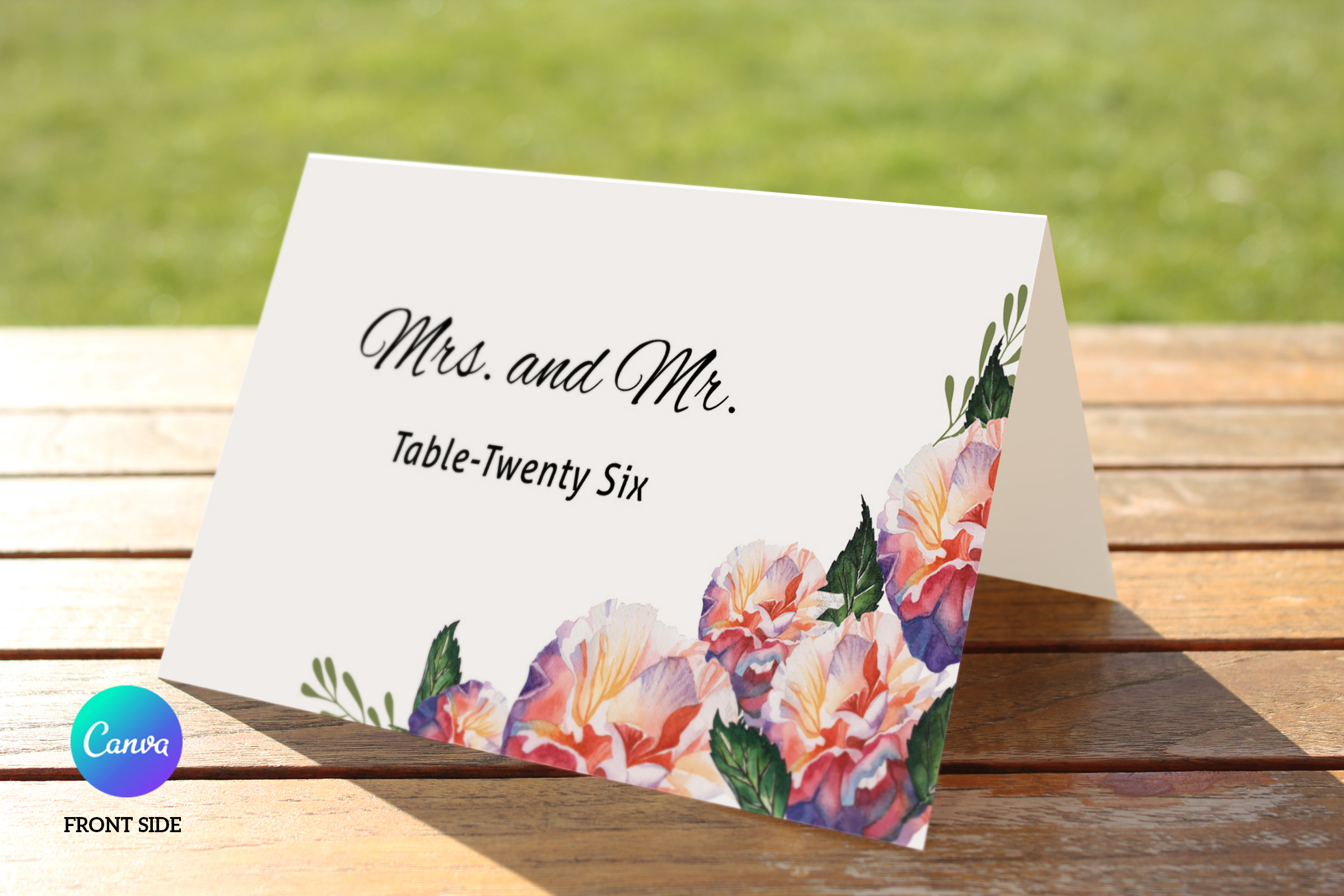 Floral Wedding Place Card