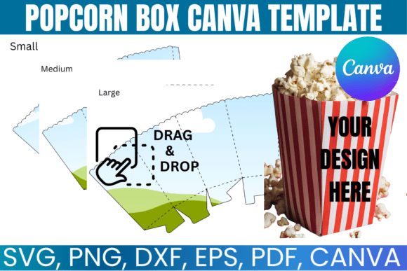 Popcorn Box Canva Template