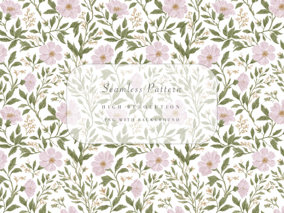 Soft Mauve and Sage Green Floral Seamless Pattern PNG