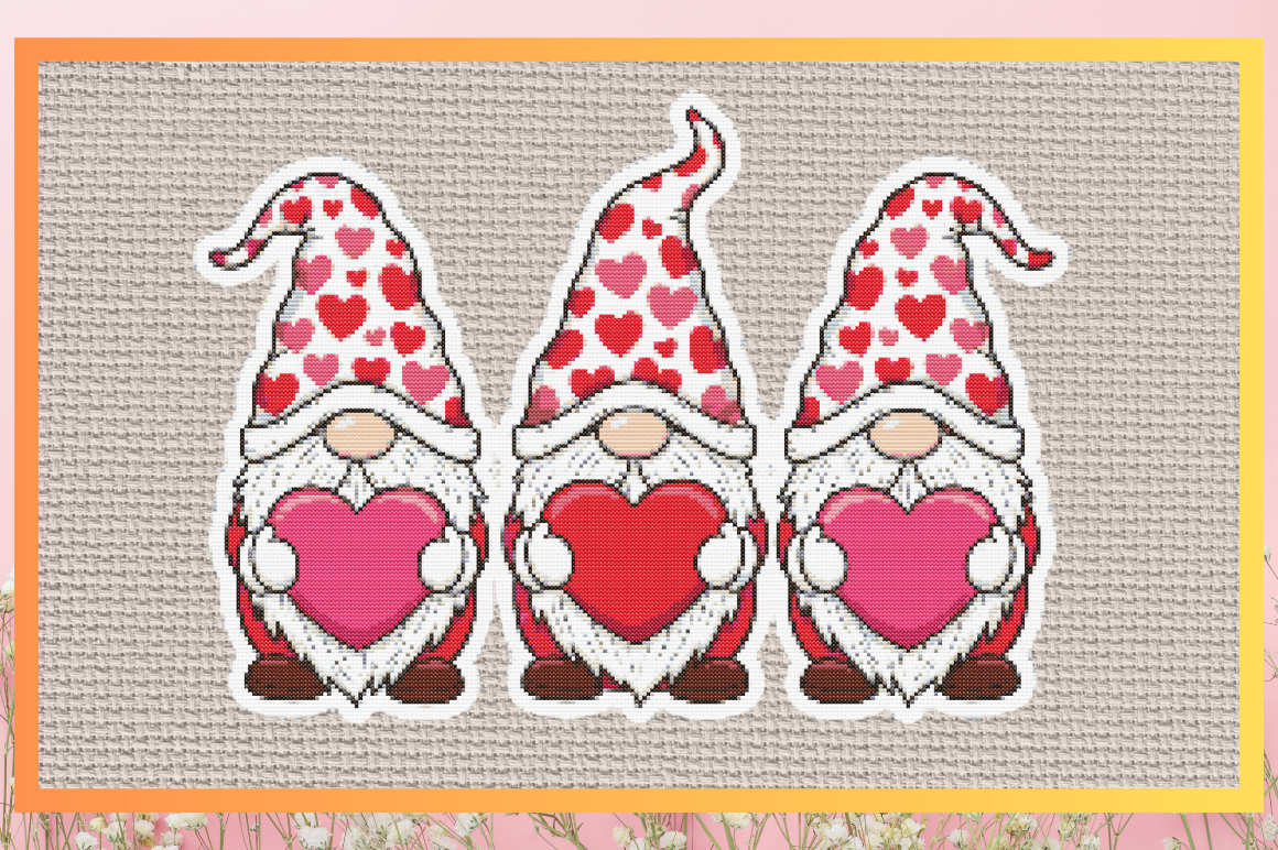 Valentine Gnome Trio with Heart Hats