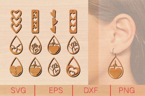 10 Valentine Wood Earrings SVG Bundle