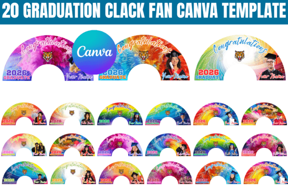 20 Graduation Clack Fan Canva Template