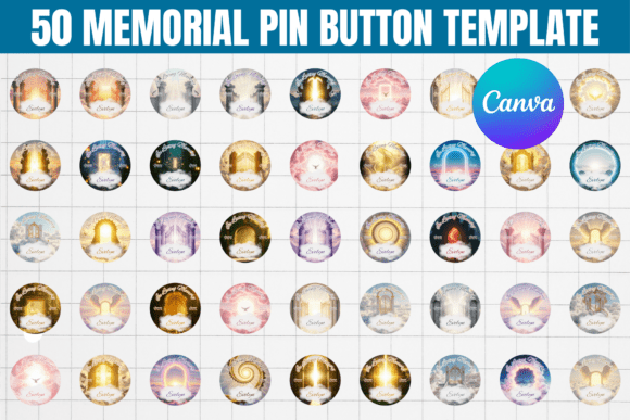50 Memorial Pin Button Template