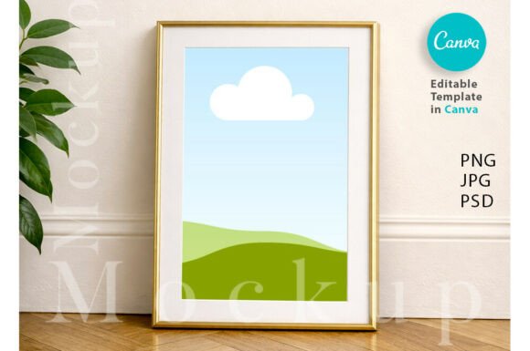 8×12 Gold Frame Wall Art Mockup