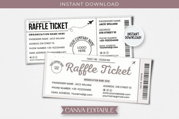 Canva Raffle Ticket Editable Template