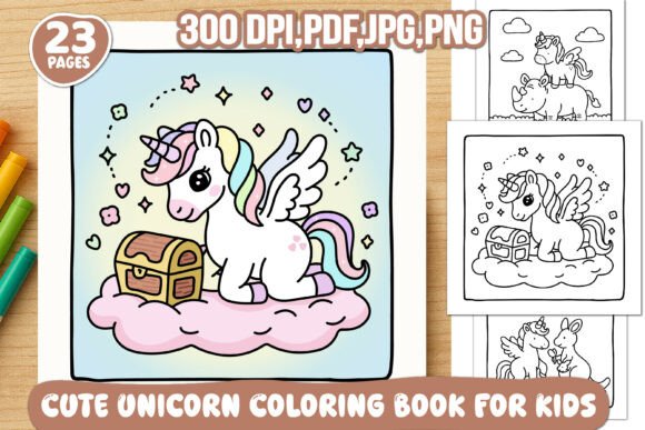 Cute Unicorn Coloring Book for Kids