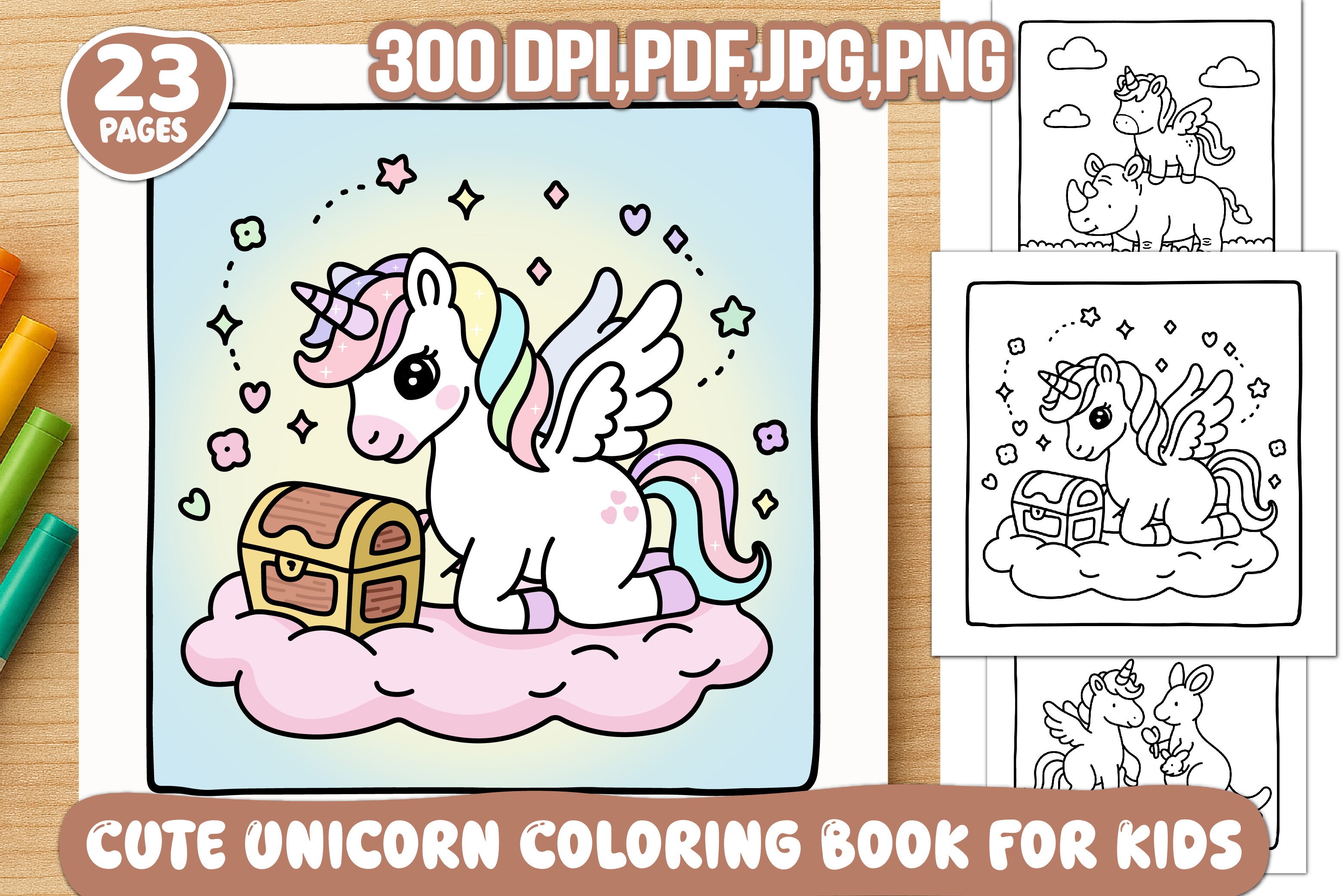 Cute Unicorn Coloring Book for Kids