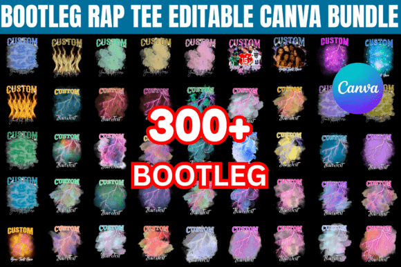 Editable Canva Bootleg Rap Tee Bundle