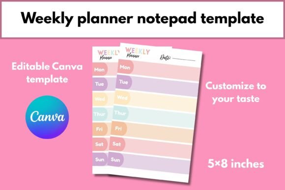 Editable Weekly Planner Canva Template