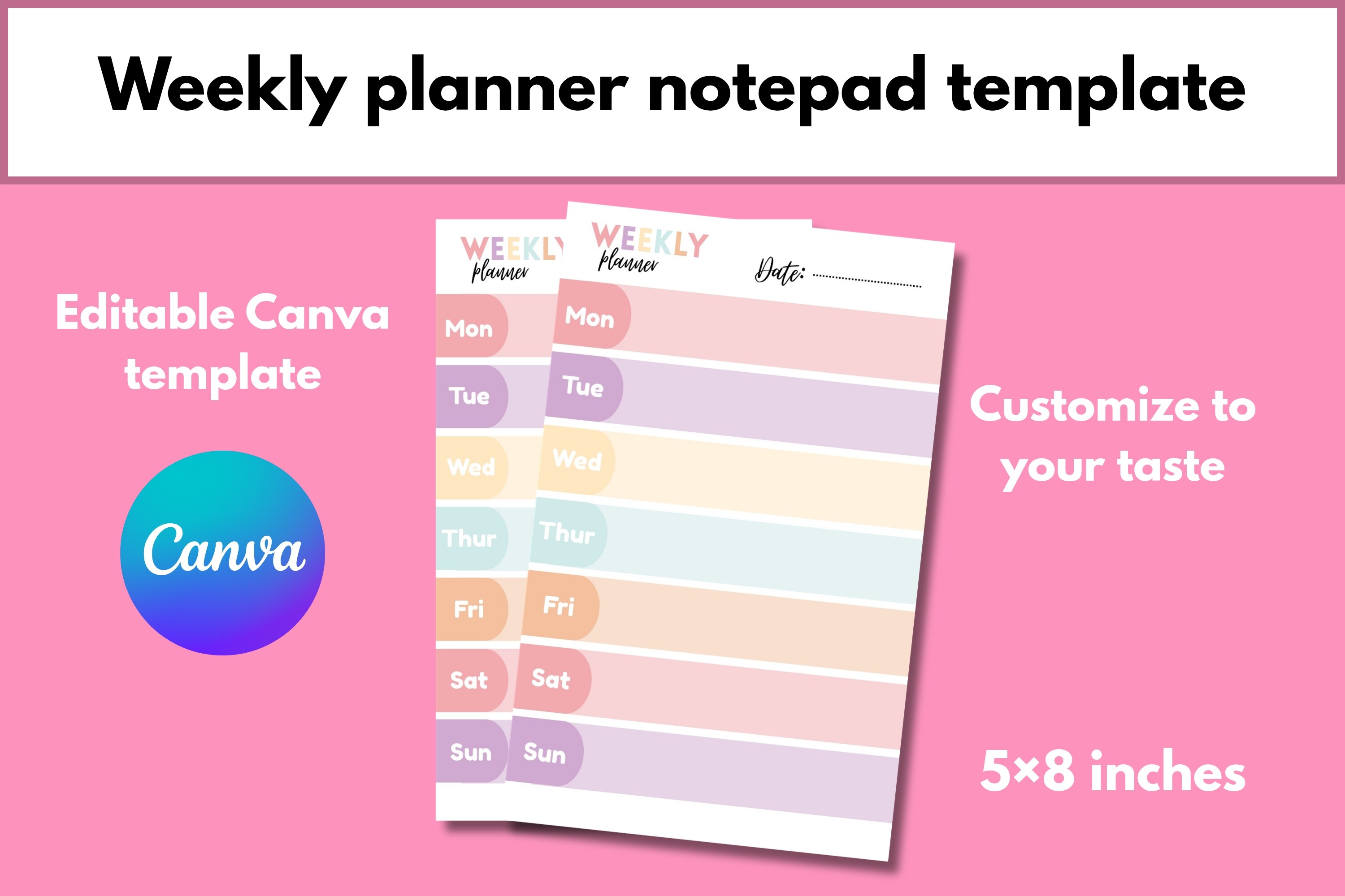 Editable Weekly Planner Canva Template