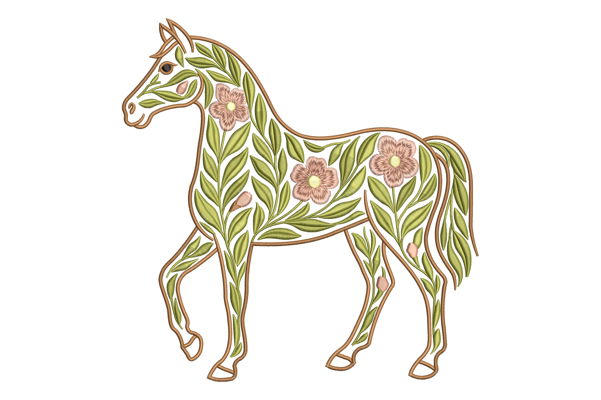 Floral Horse Outline with Flowers