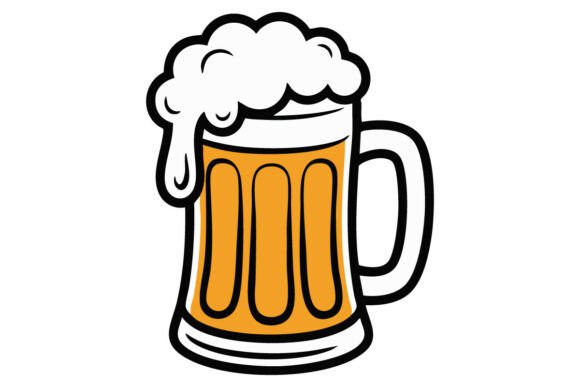 Frothy Beer Mug in Cartoon Style. Grafik Druckbare Illustrationen Von Design Advice