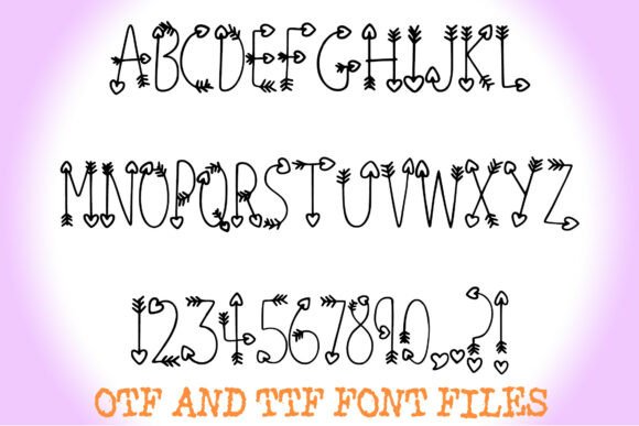 Love Heart Arrows Font PNG with transparent background - Preview 1