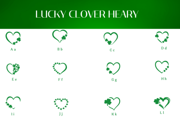 Lucky Clover Hearts Font PNG with transparent background - Preview 1