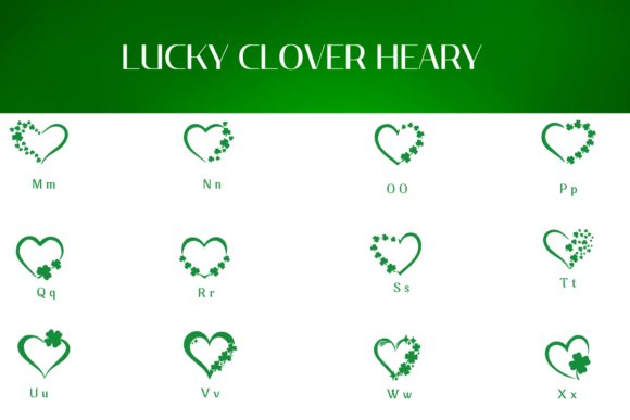Lucky Clover Hearts Font PNG with transparent background - Preview 2