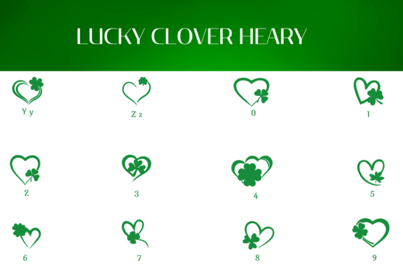 Lucky Clover Hearts Font PNG with transparent background - Preview 3