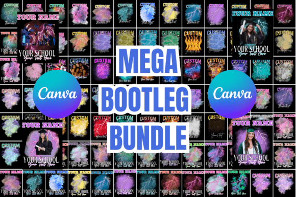 Mega editable Canva bootleg rap tee template bundle
