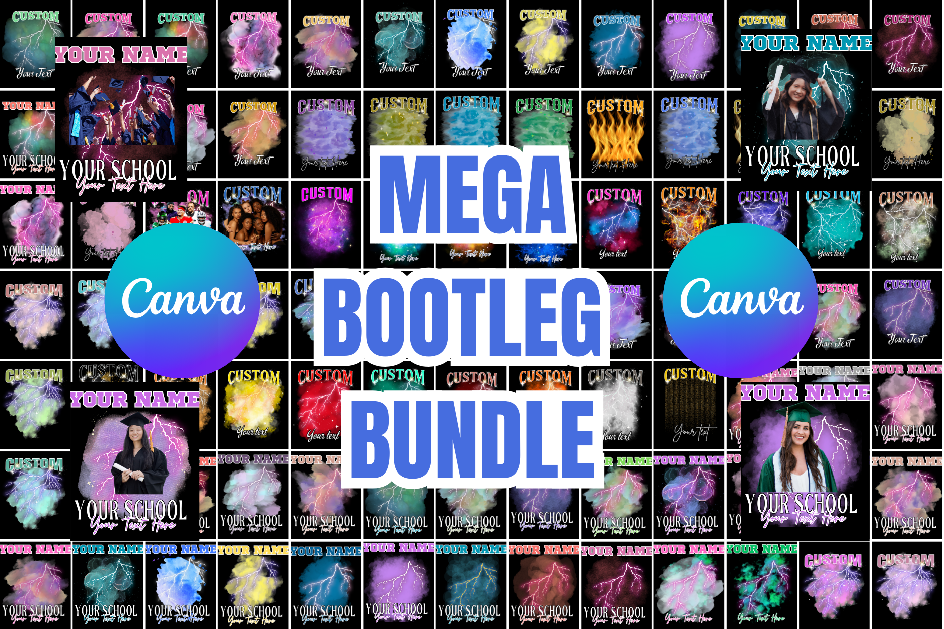 Mega Canva Bootleg Rap Tee Template
