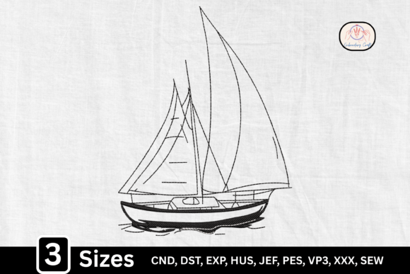 Minimal Nautical Line Art Sailing Boat