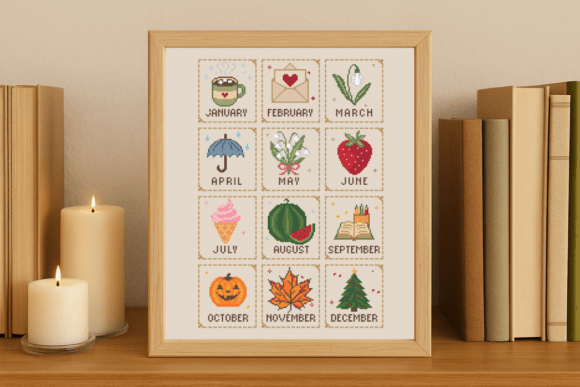 Monthly Cross Stitch Sampler Pattern PDF