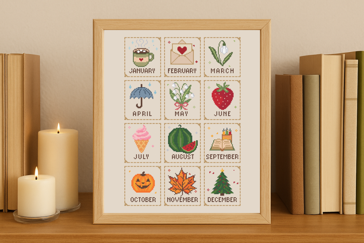 Monthly Cross Stitch Sampler Pattern PDF