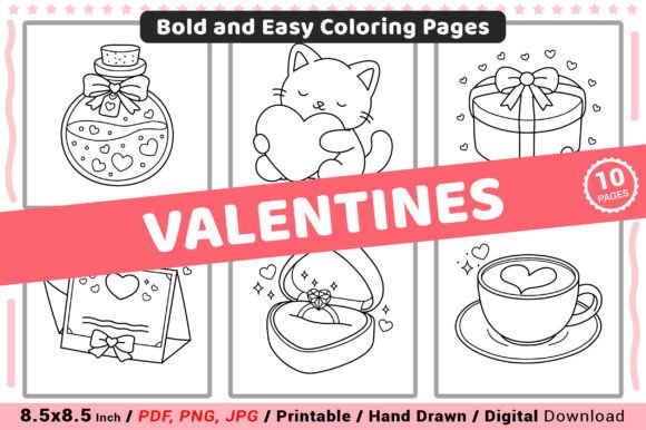 Valentines Bold and Easy Coloring Pages