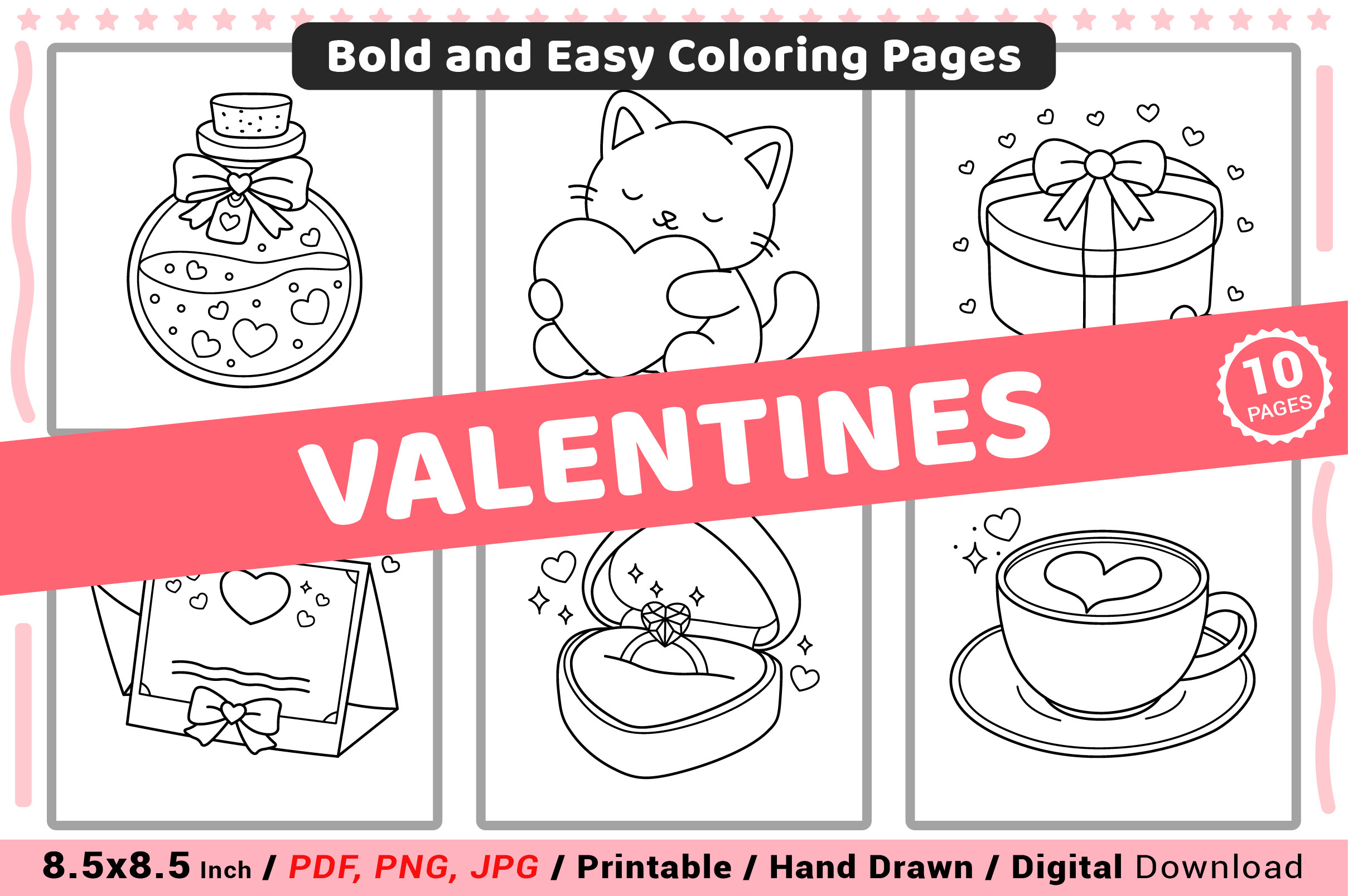 Valentines Bold and Easy Coloring Pages