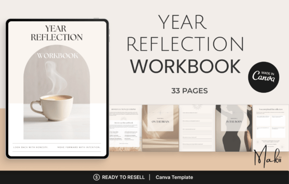 Year Reflection Workbook , Canva Template