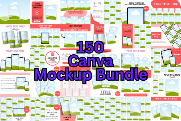 150 editable Canva mockup templates for digital products