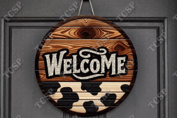 Cow Hide Welcome Door Sign