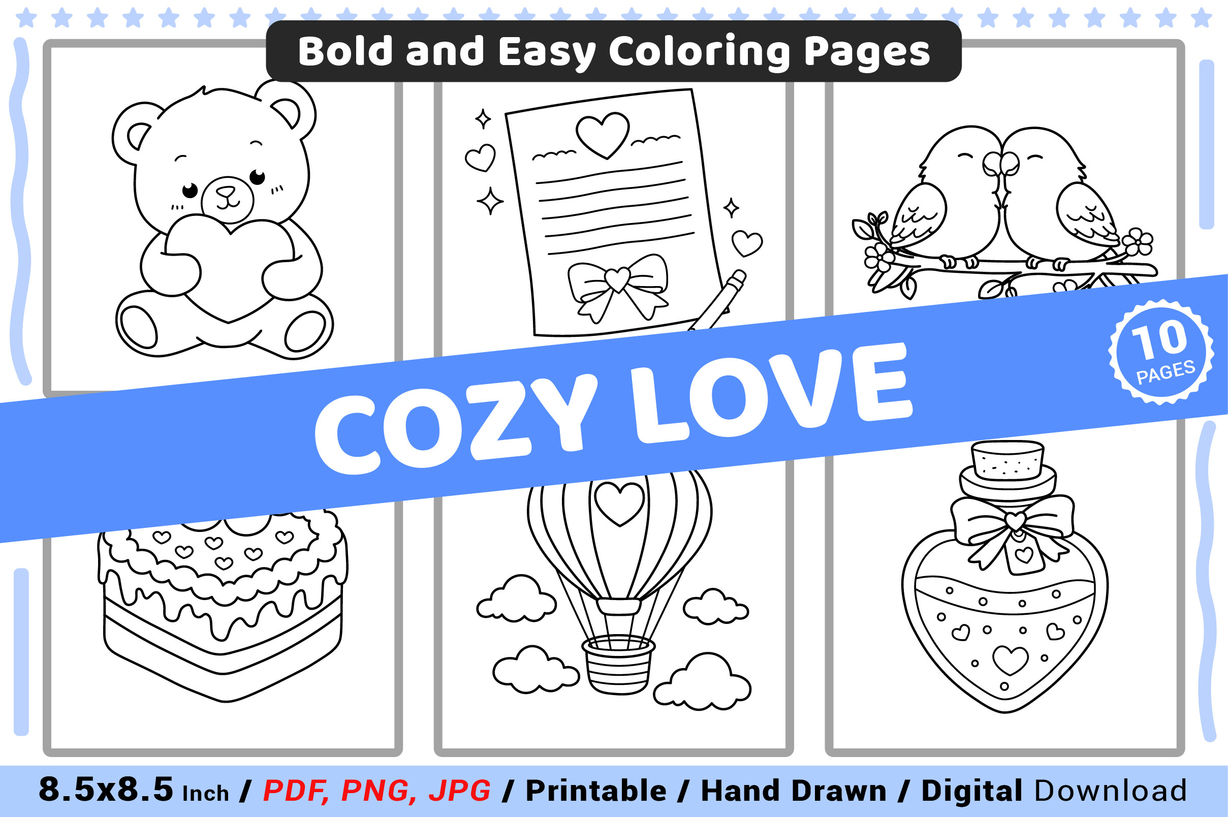 Cozy Love Bold and Easy Coloring Pages