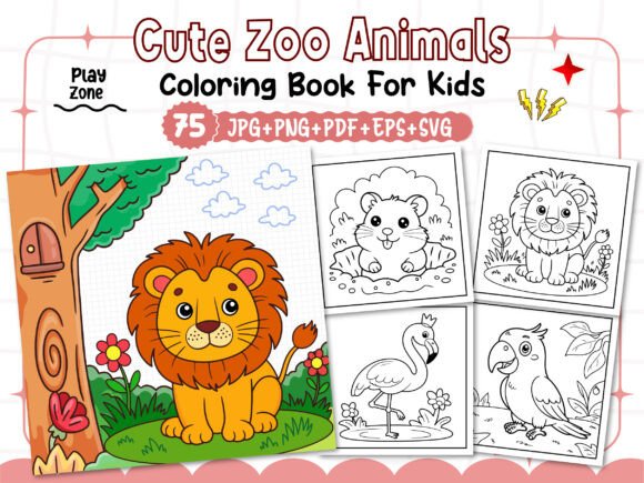 Cute Zoo Animals Coloring Pages for Kids