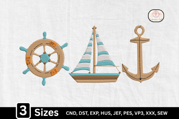 Nautical Wheel Sailboat Anchor