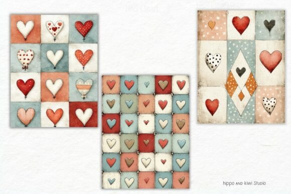 Vintage Hearts Digital Papers